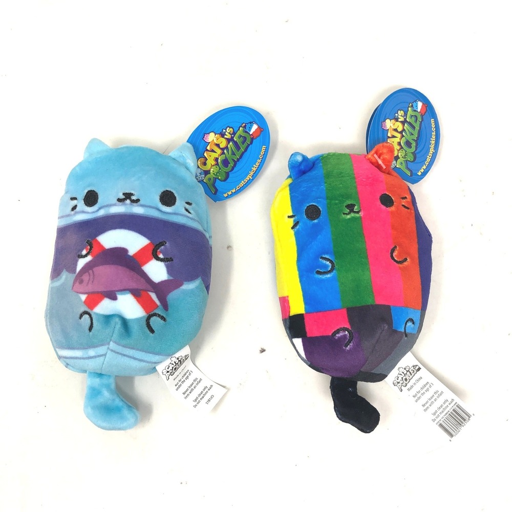 Cats vs Pickles Plush Tina Tuna #493 Test Pattern #155 Lot of 2 Sensory Toys